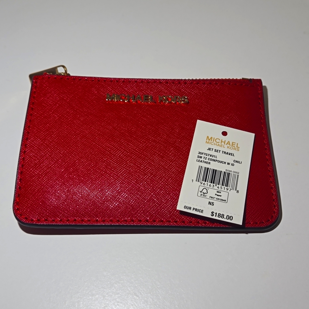 MK Michael Kors Jetset card holder red